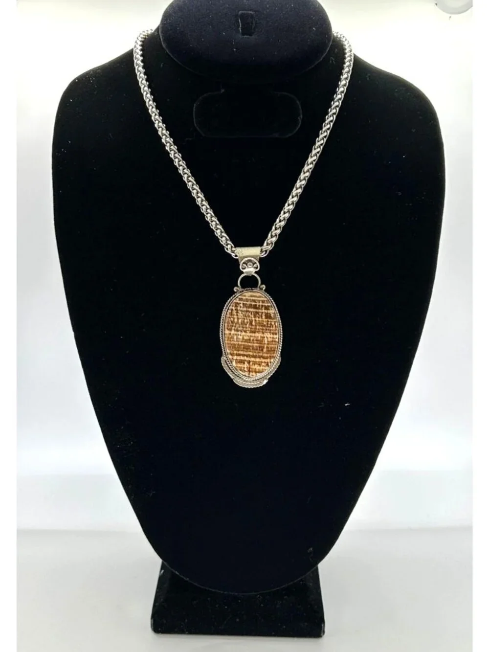 Arganoite Pendant Necklace Silver-tone 2-inch Natural Gemstone Pendant Statement